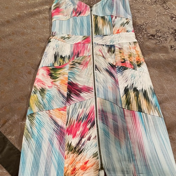 Artelier Nicole Miller Bodycon Full Zipper Tropical Print Mini Dress Size 2 - Picture 2 of 7